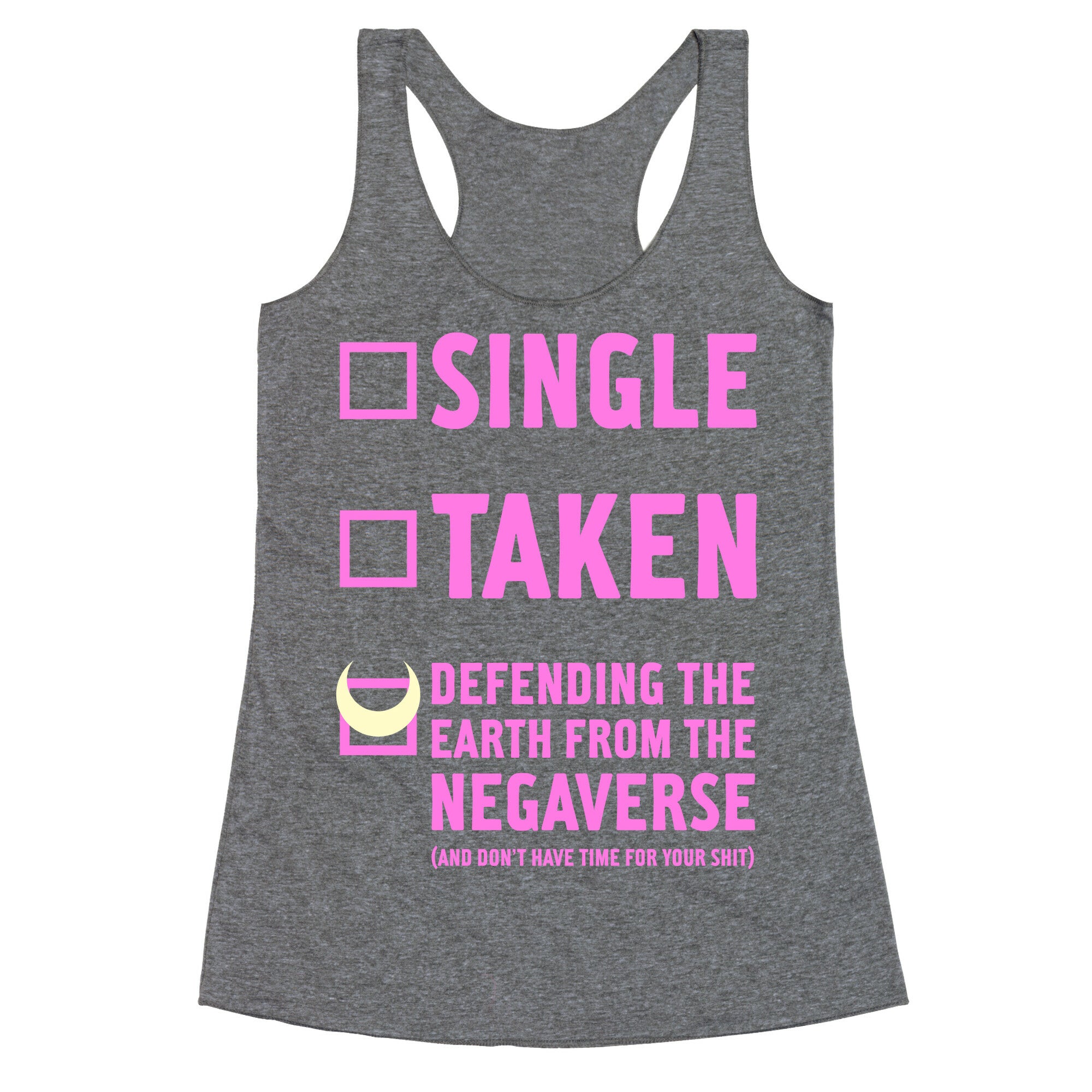 Single, Taken, Sailor Moon Racerback Tank