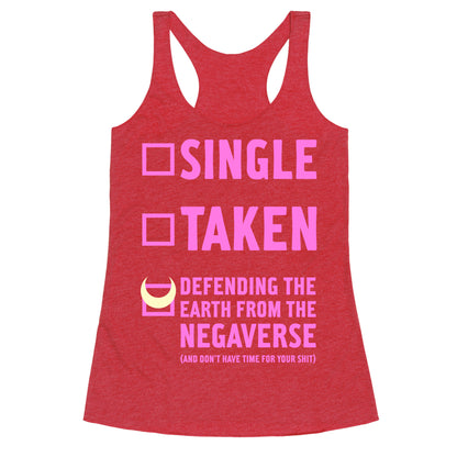 Single, Taken, Sailor Moon Racerback Tank