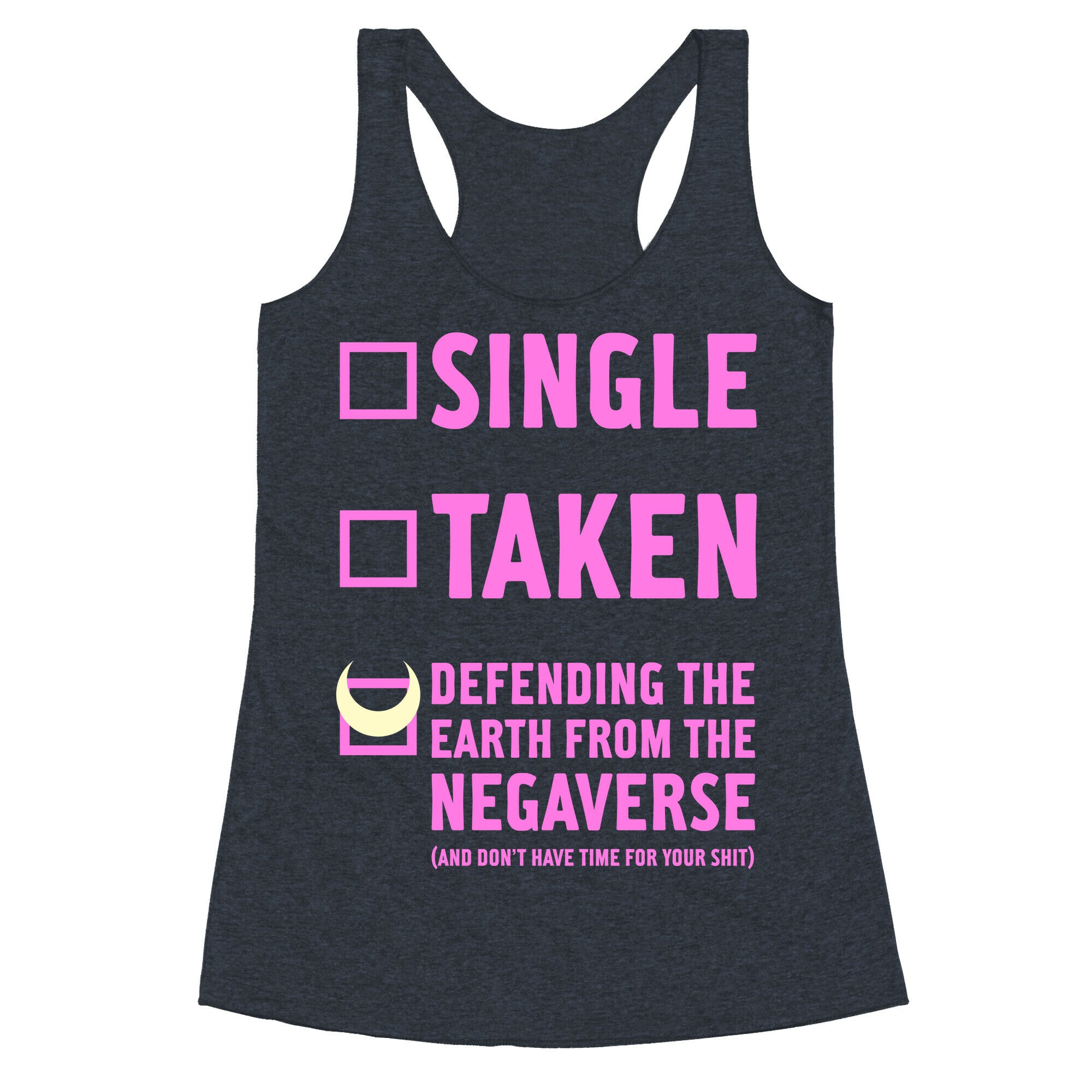 Single, Taken, Sailor Moon Racerback Tank