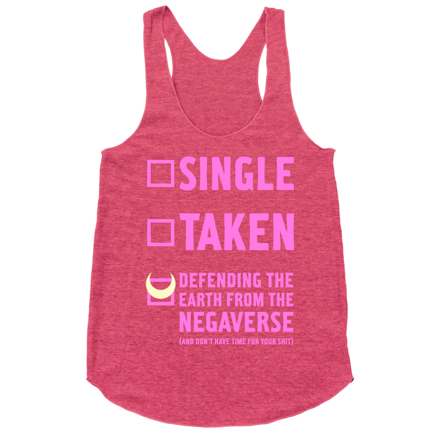 Single, Taken, Sailor Moon Racerback Tank