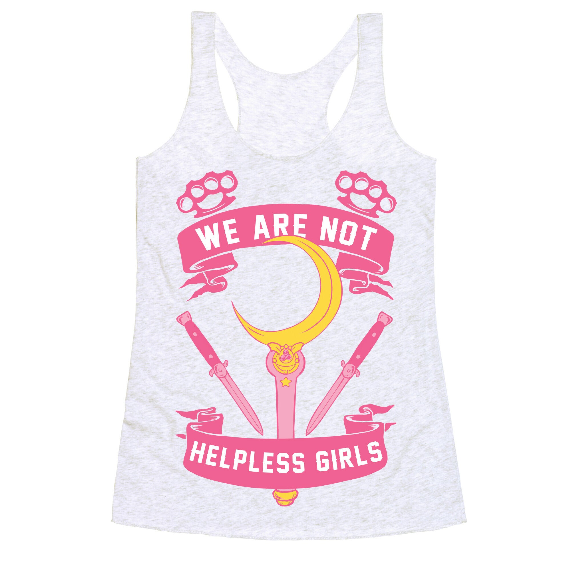 We Are Not Helpless Girls Moon Parody Racerback Tank