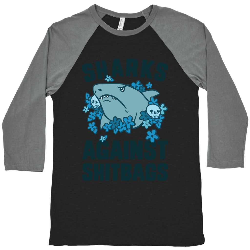 Sharks Against Shitbags Baseball Tee