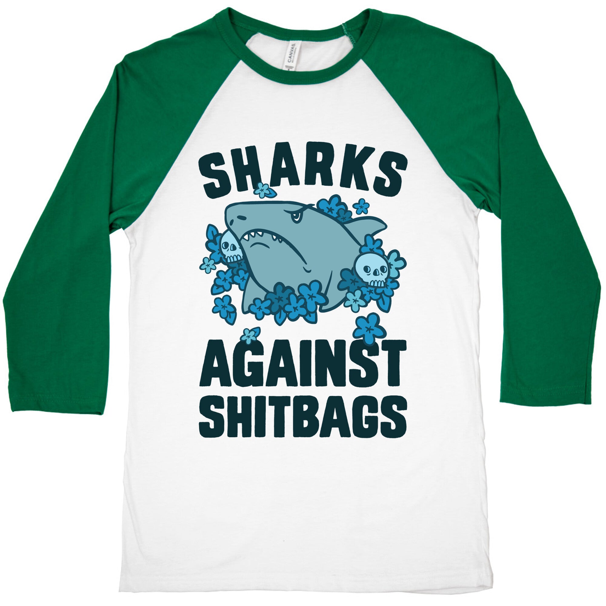 Sharks Against Shitbags Baseball Tee