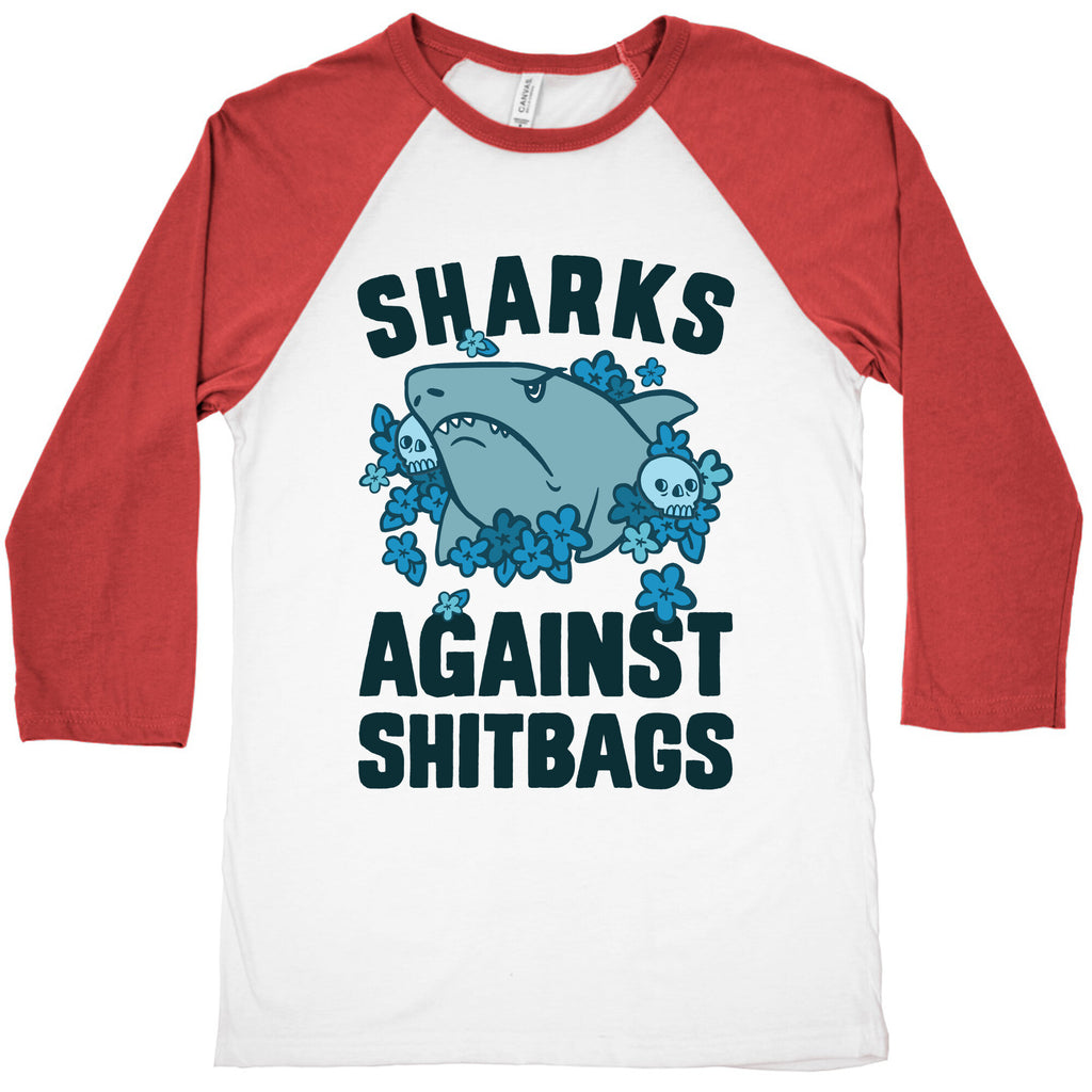 Sharks Against Shitbags Baseball Tee