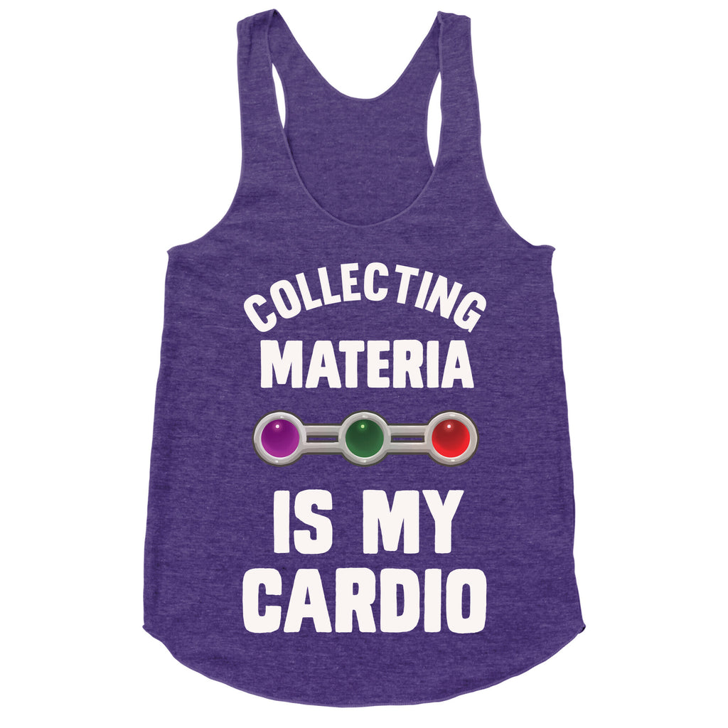 Collecting Materia Is My Cardio Racerback Tank