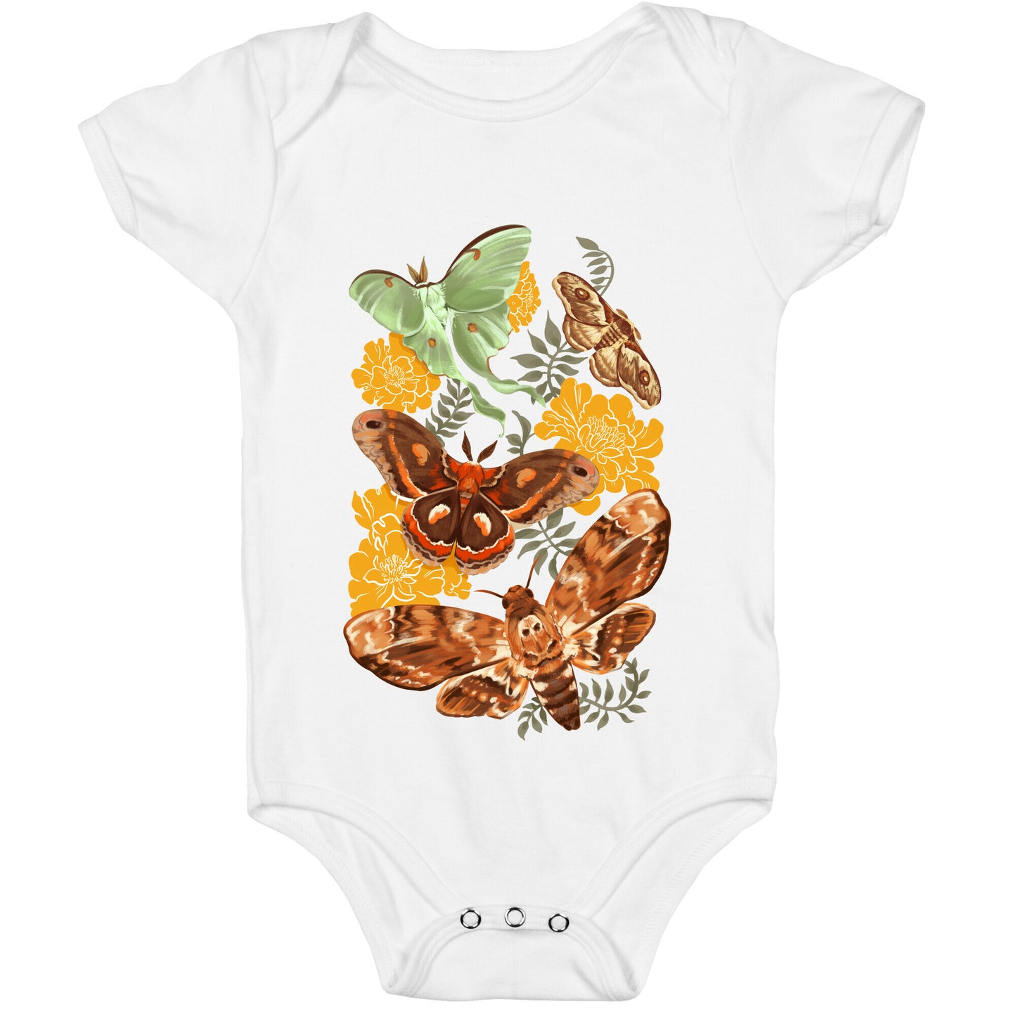 Moths & Marigolds Baby One Piece