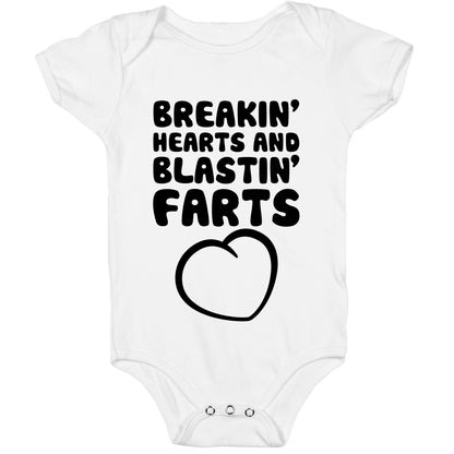 Breakin' Hearts And Blastin' Farts Baby One Piece