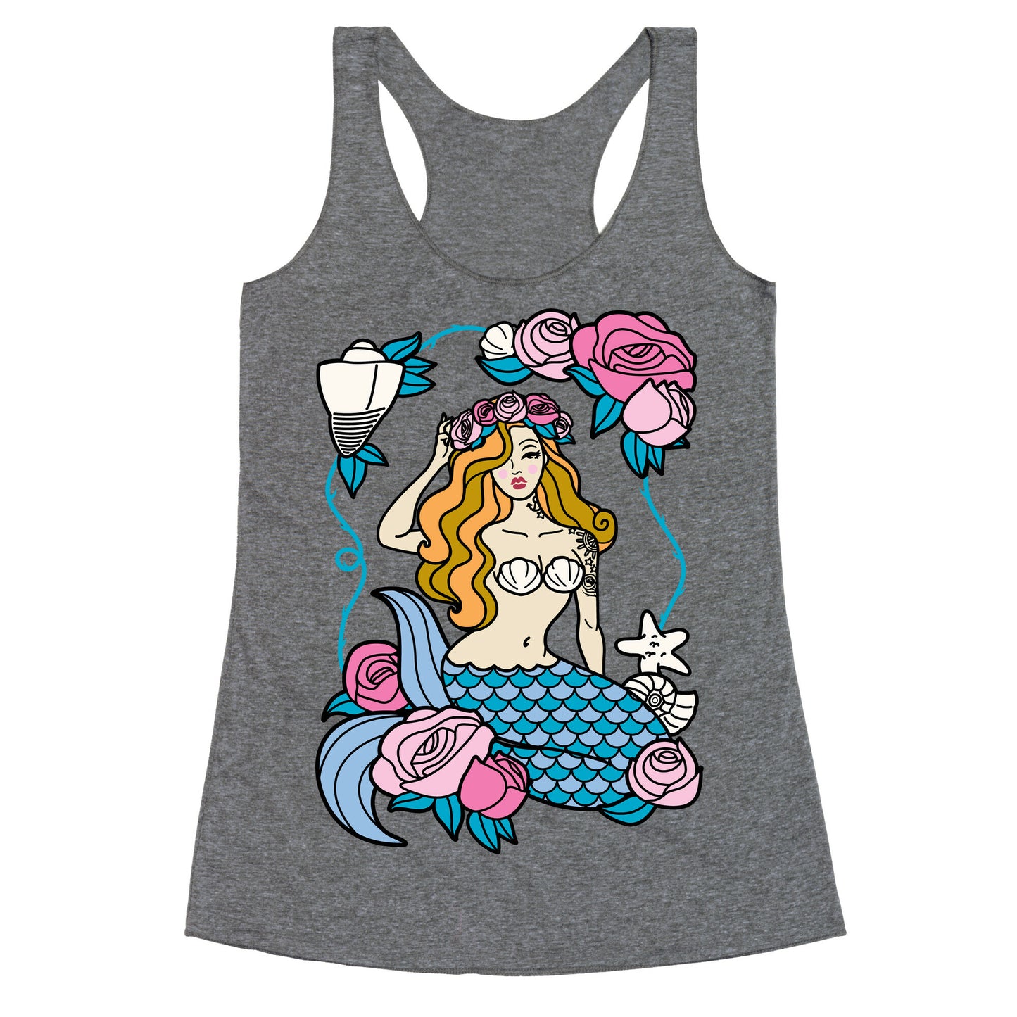 Nautical Tattoo Mermaid Racerback Tank