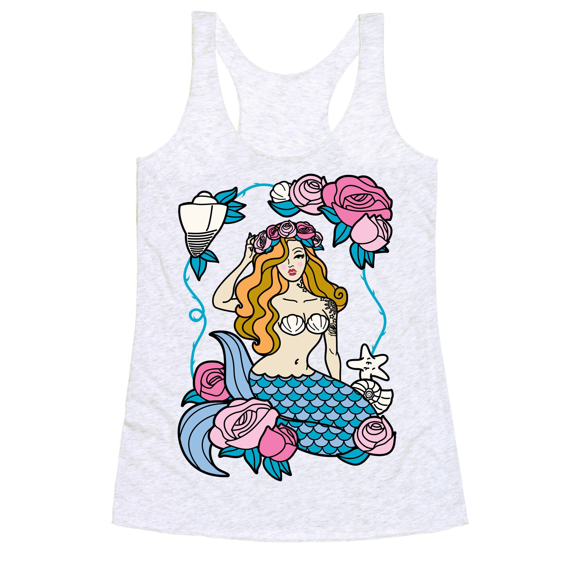 Nautical Tattoo Mermaid Racerback Tank