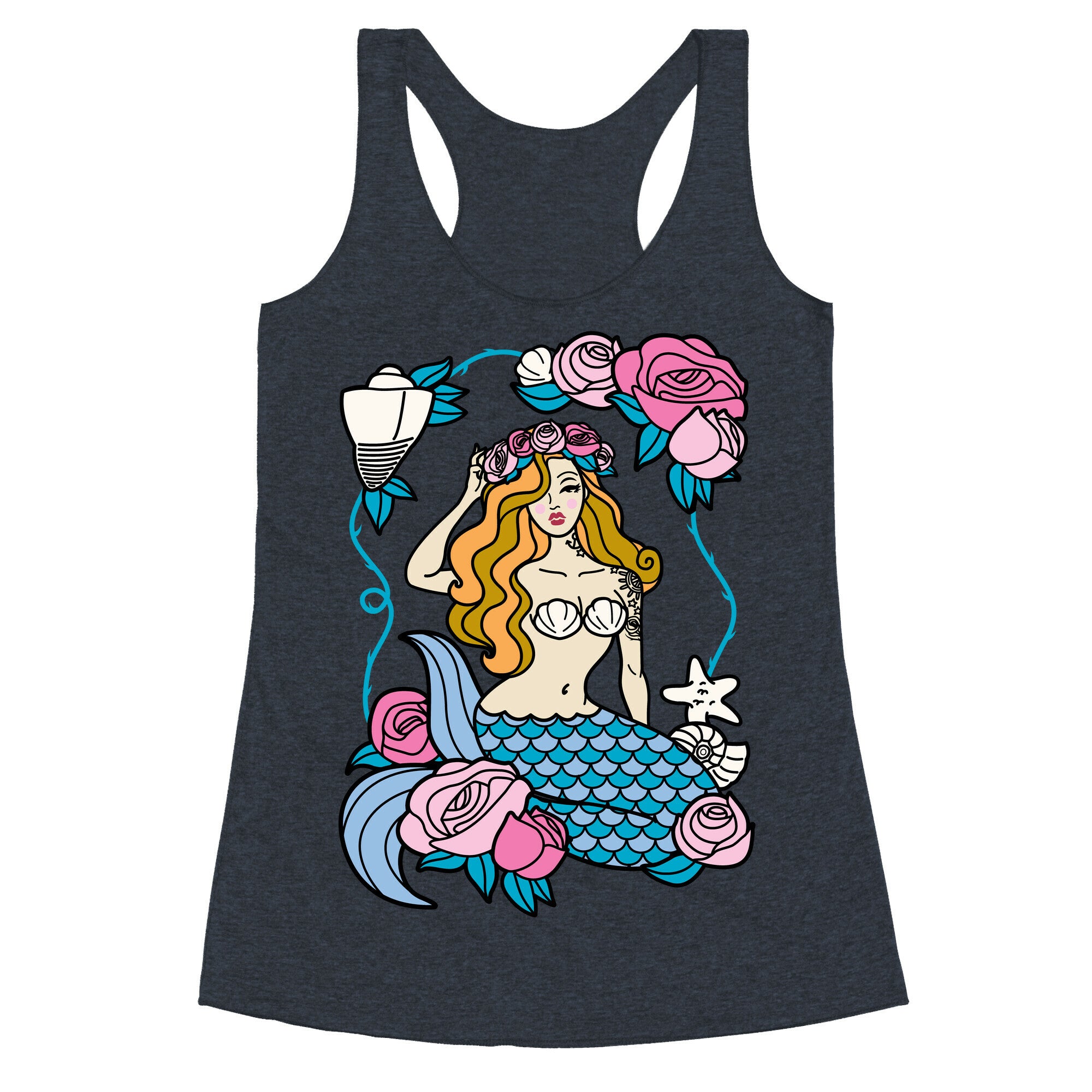 Nautical Tattoo Mermaid Racerback Tank