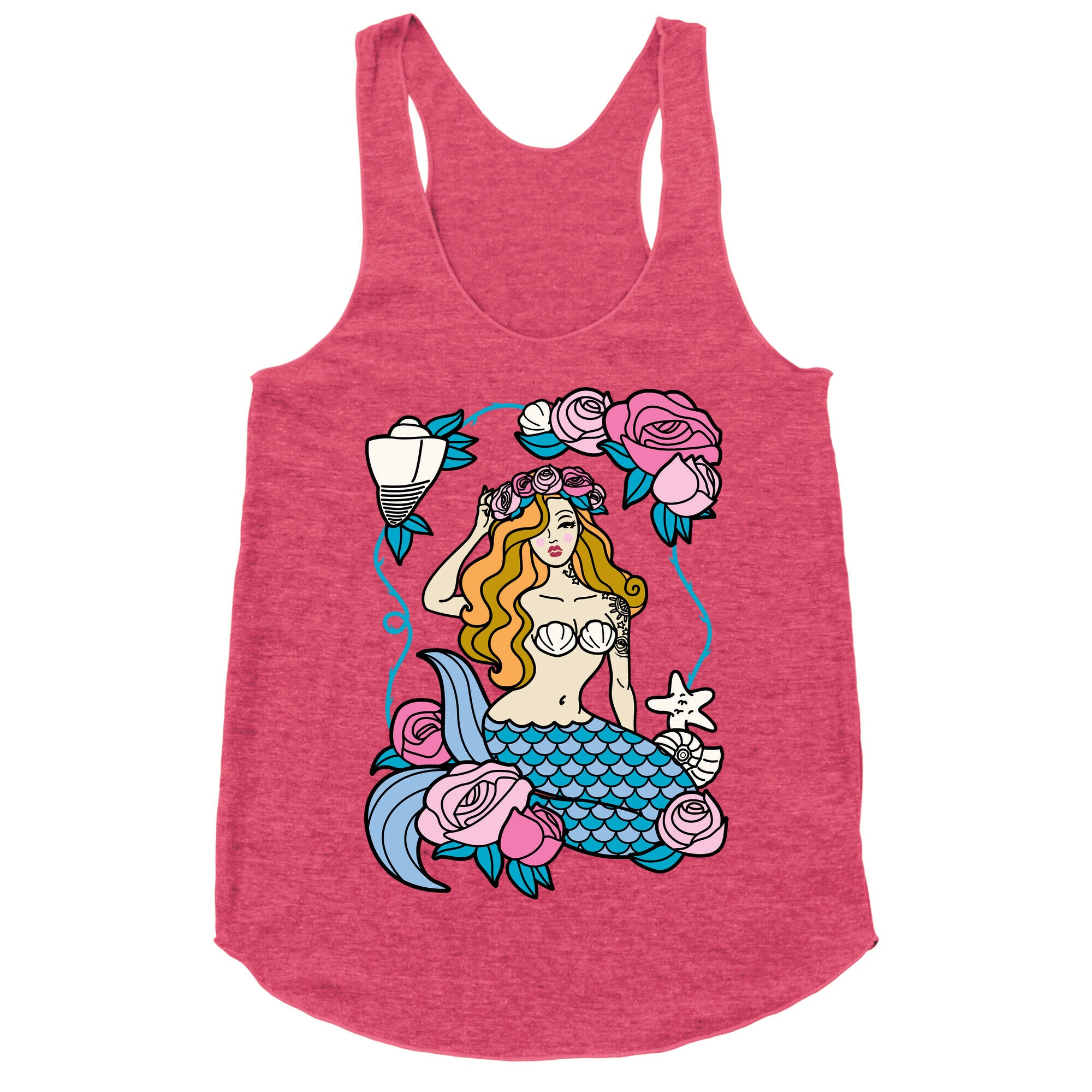 Nautical Tattoo Mermaid Racerback Tank