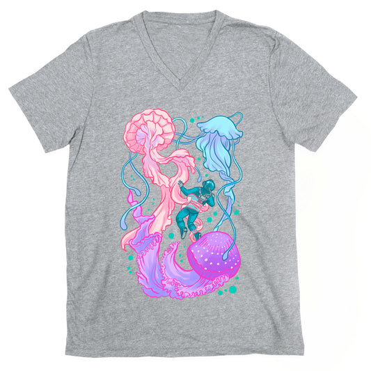 Deep Sea Diver & Jellyfish V-Neck
