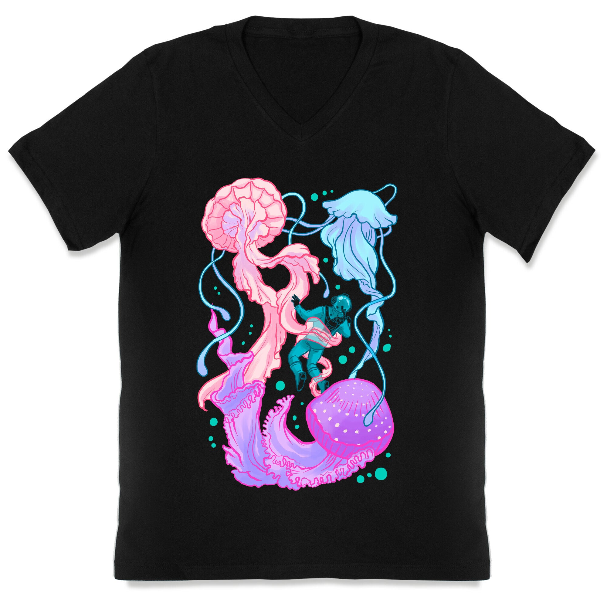Deep Sea Diver & Jellyfish V-Neck