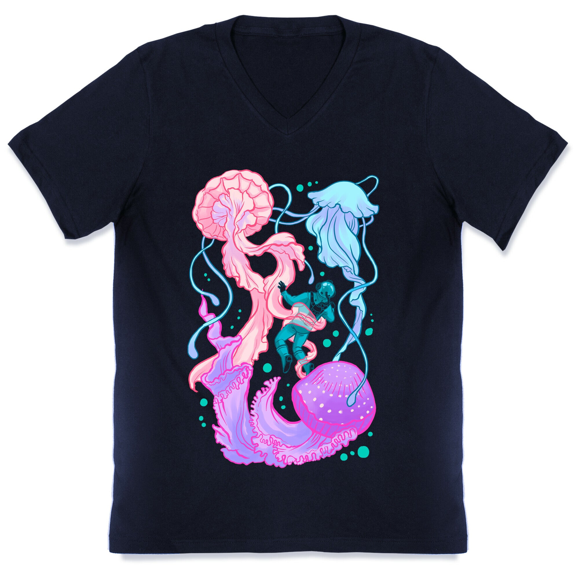 Deep Sea Diver & Jellyfish V-Neck