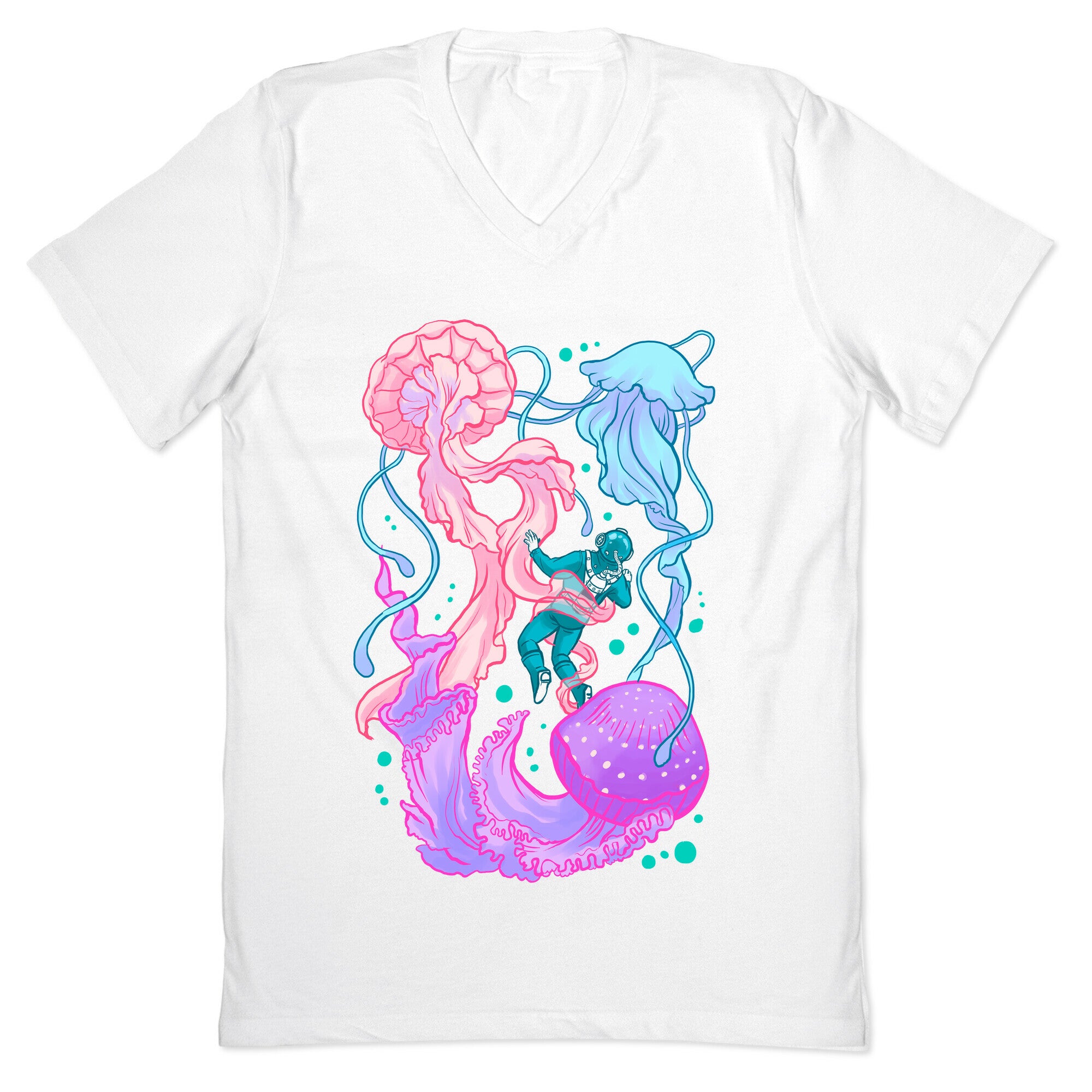 Deep Sea Diver & Jellyfish V-Neck