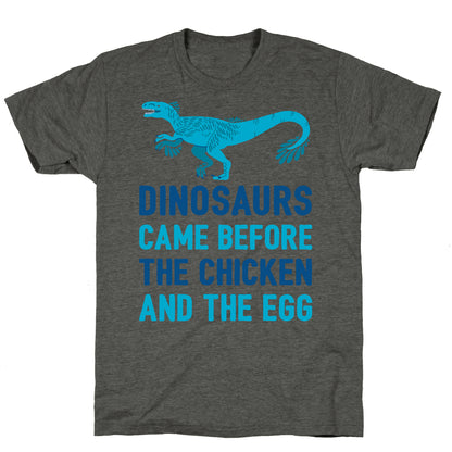 Dinosaurs Came Before The Chicken And The Egg Unisex Triblend Tee