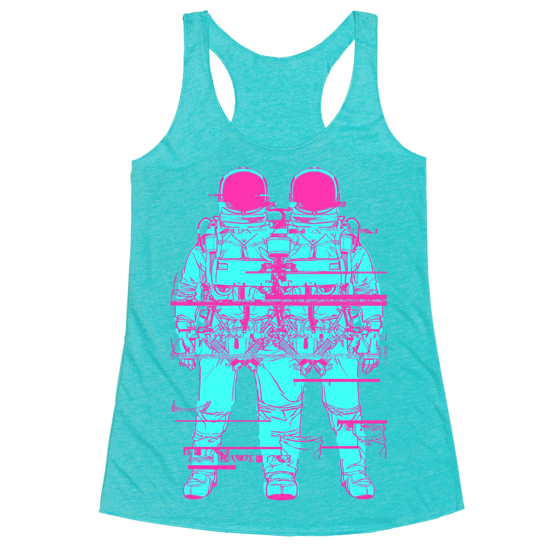 Twin Astronaut Glitch Racerback Tank
