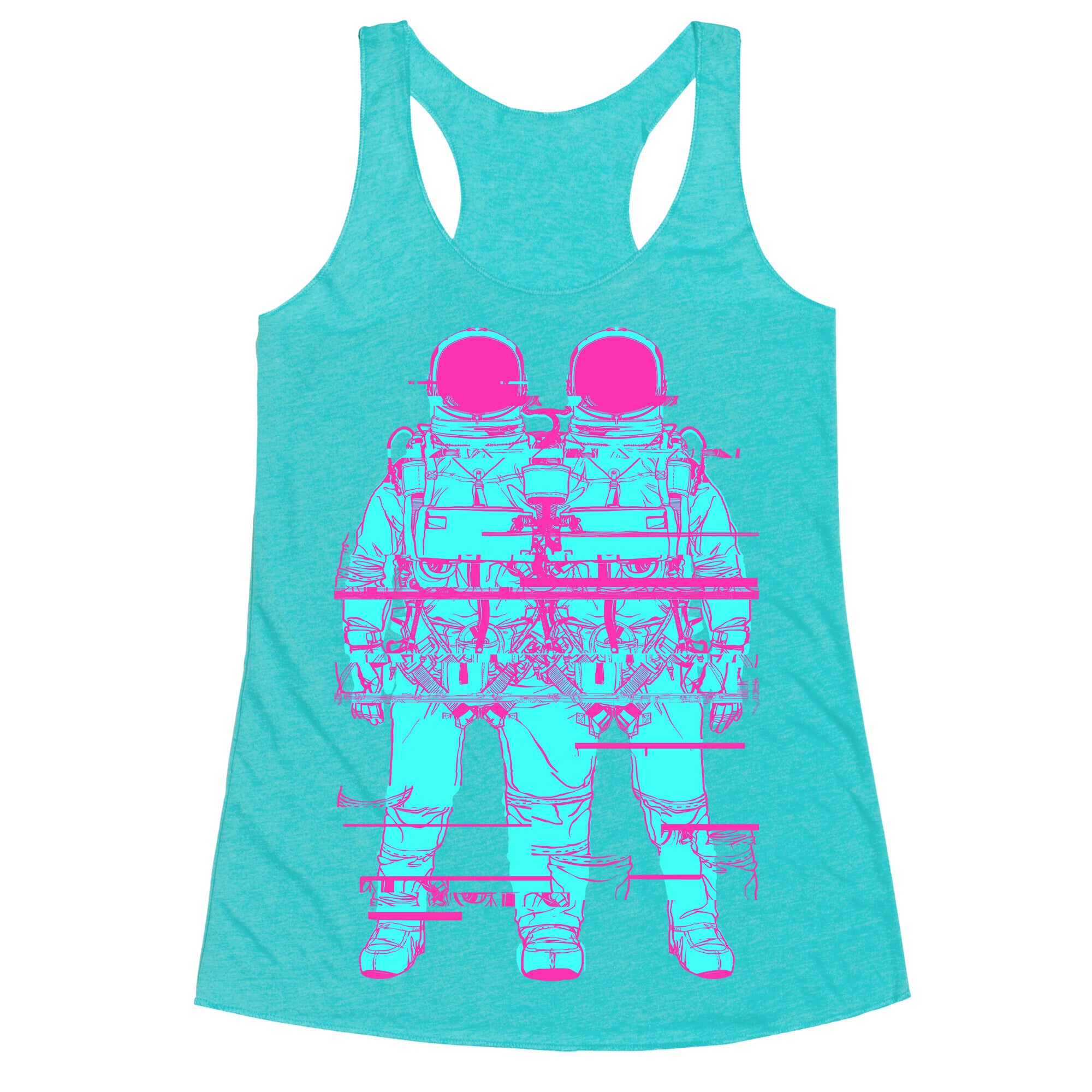 Twin Astronaut Glitch Racerback Tank