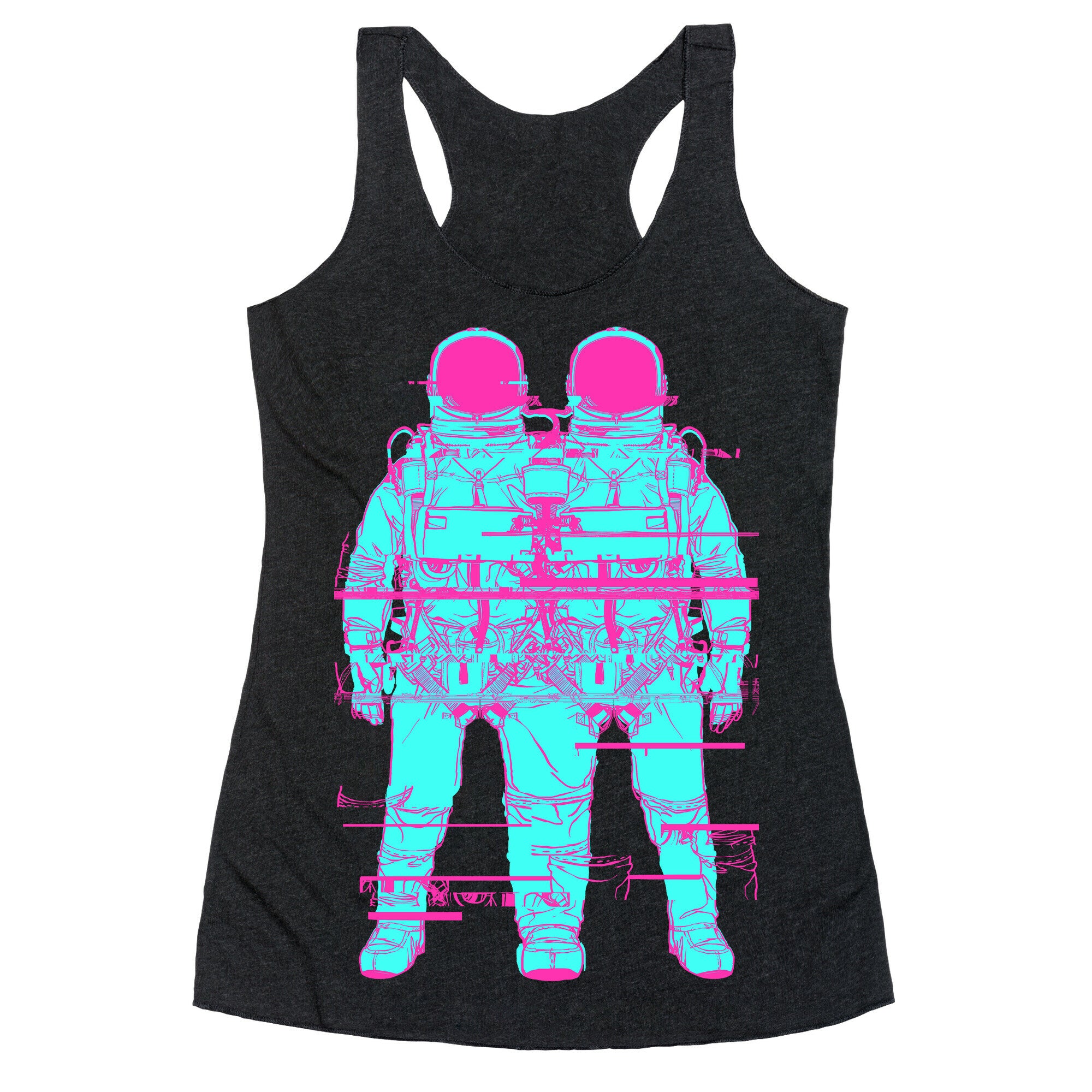 Twin Astronaut Glitch Racerback Tank