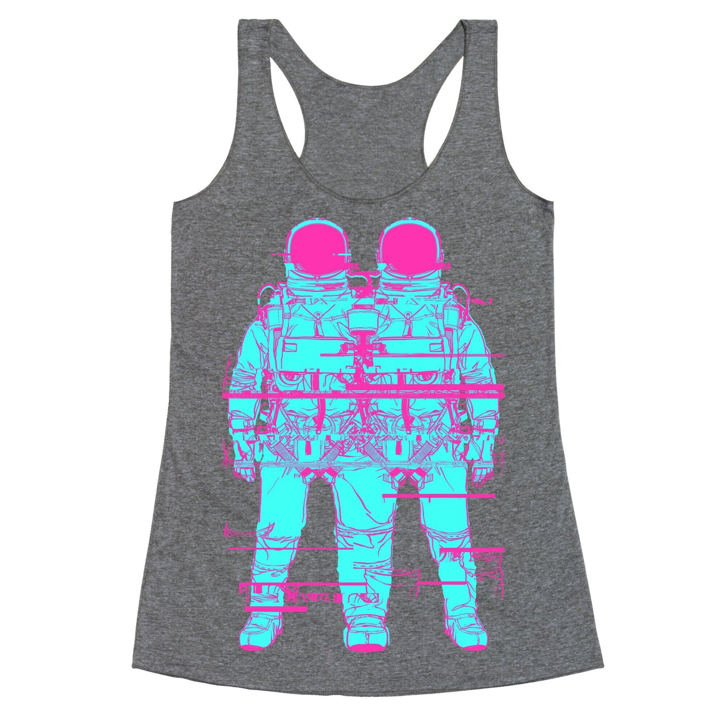 Twin Astronaut Glitch Racerback Tank