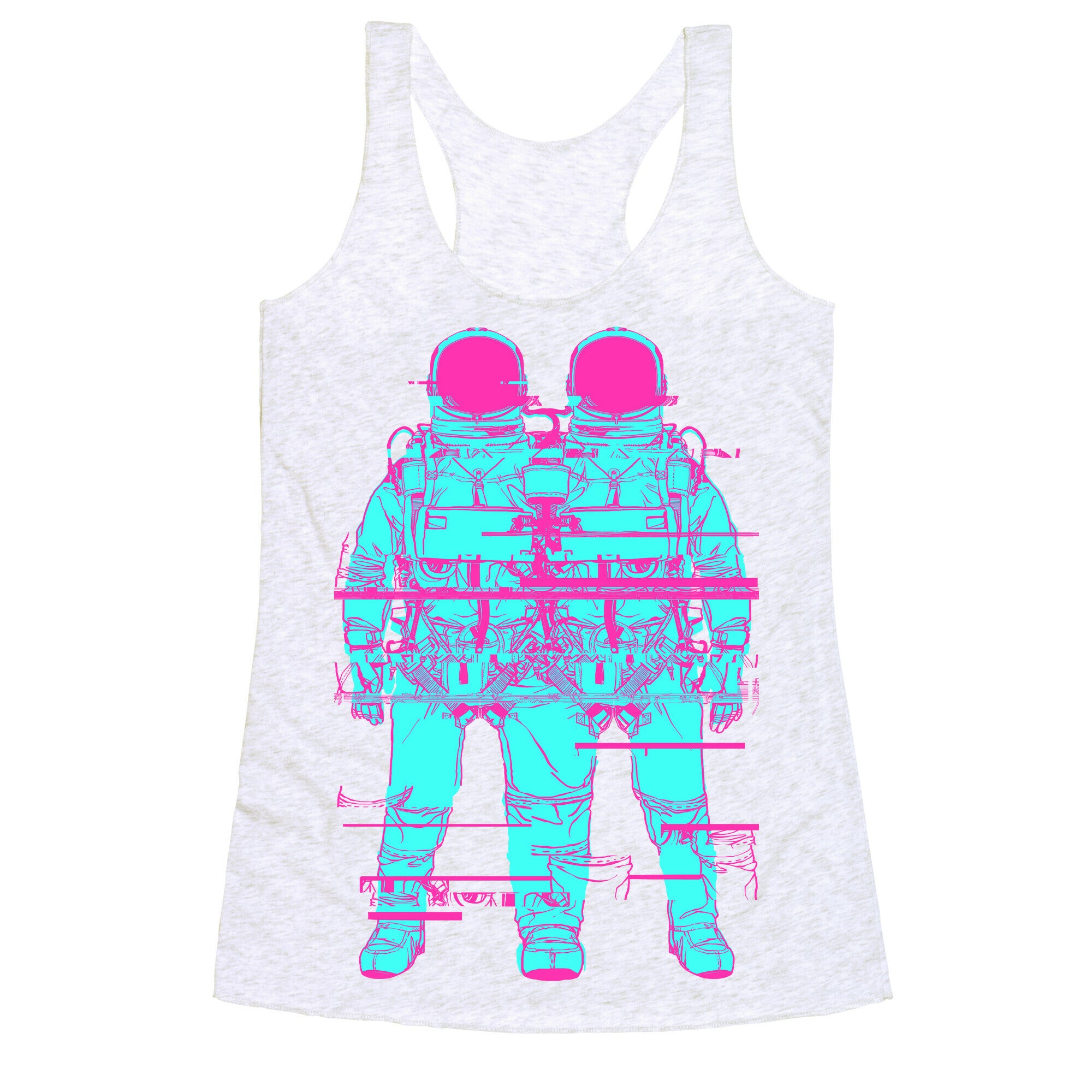 Twin Astronaut Glitch Racerback Tank