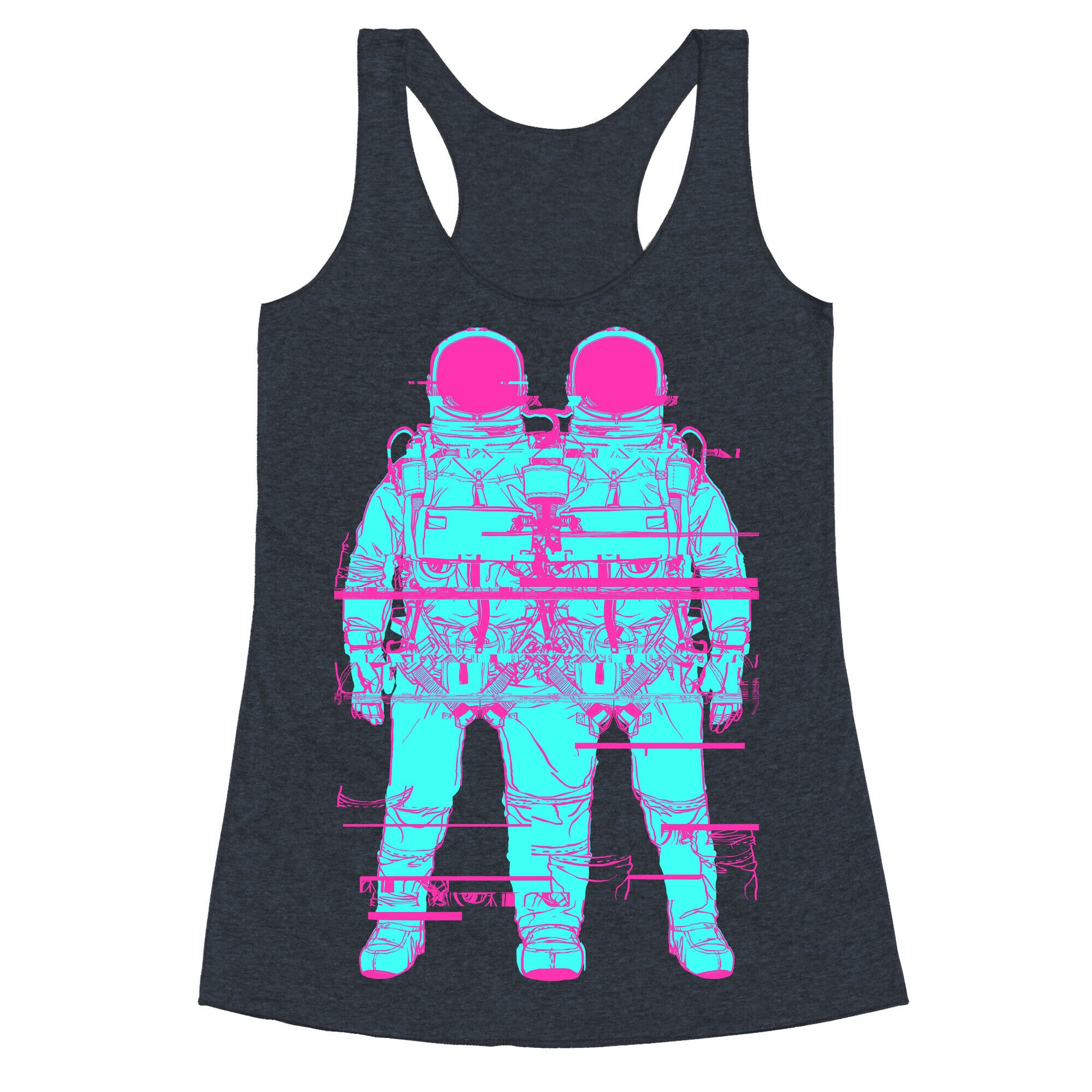 Twin Astronaut Glitch Racerback Tank