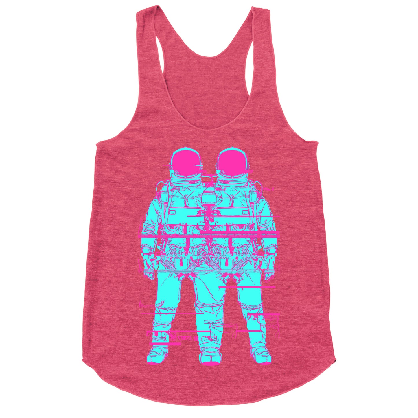 Twin Astronaut Glitch Racerback Tank