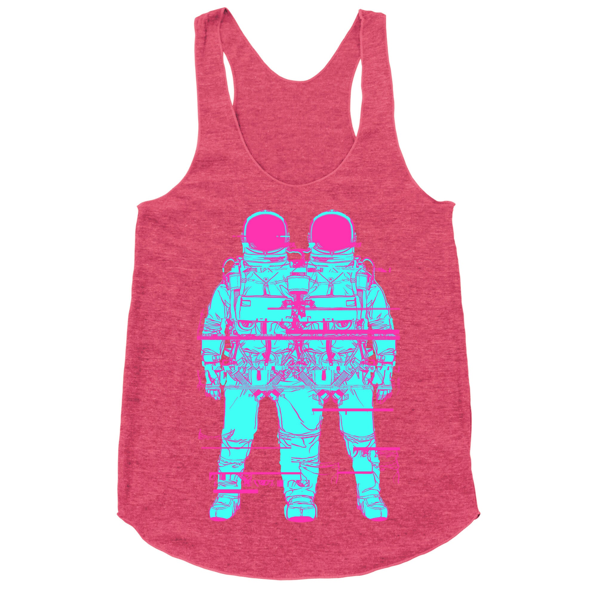Twin Astronaut Glitch Racerback Tank