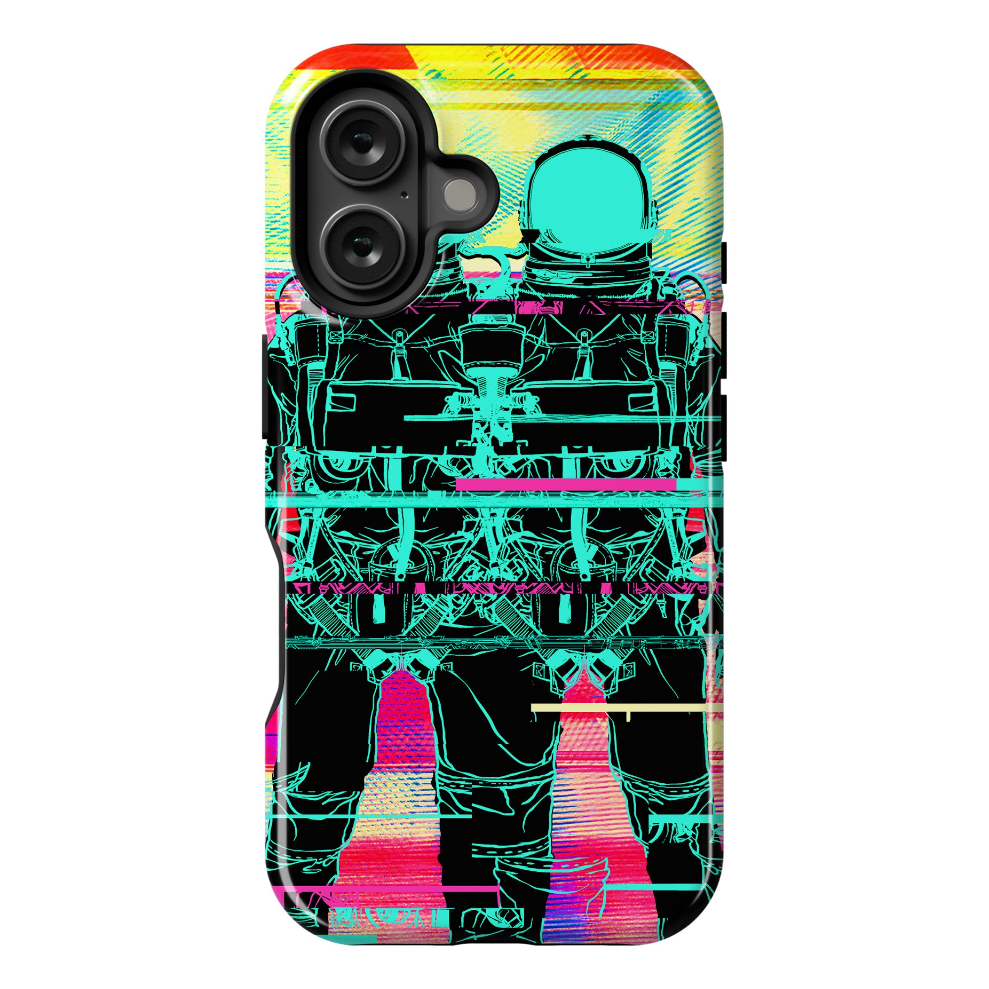 Twin Astronaut Glitch Phone Case