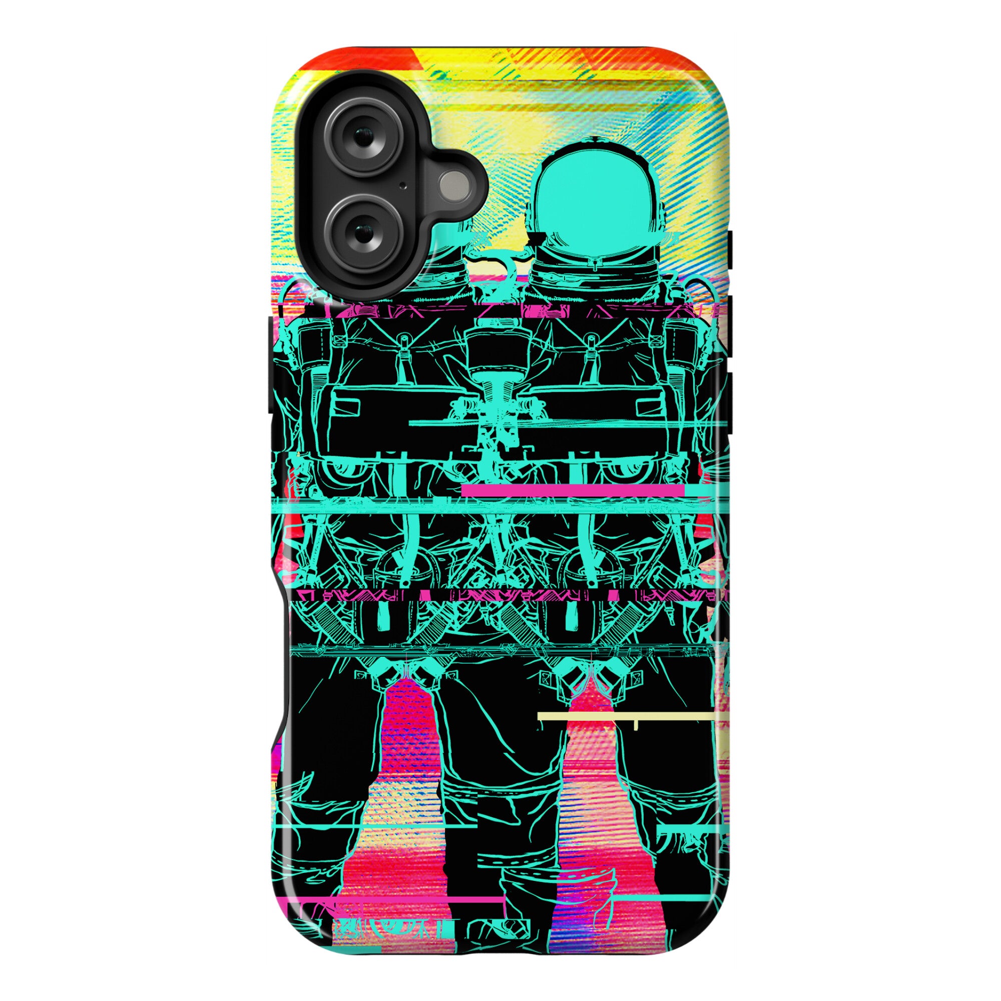 Twin Astronaut Glitch Phone Case