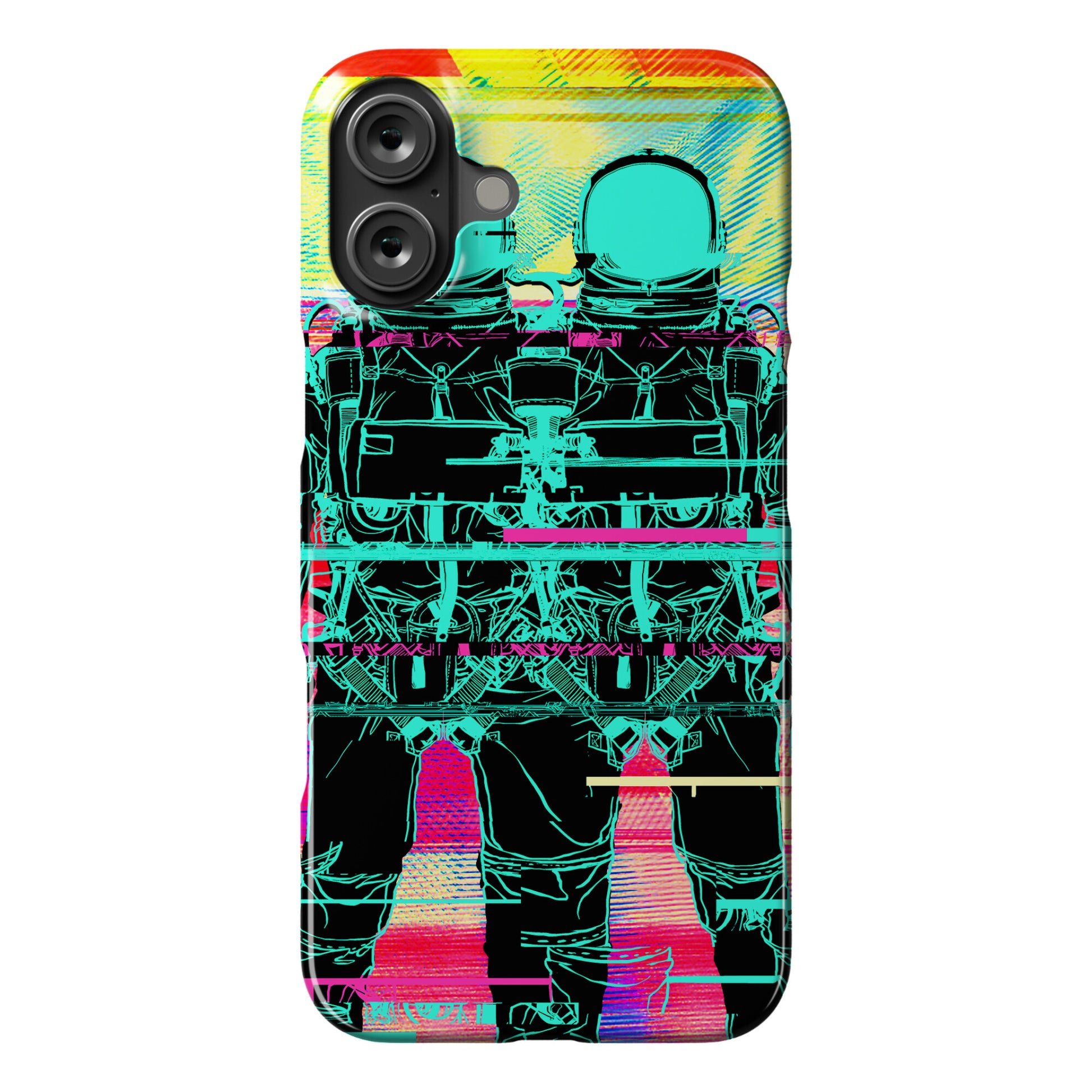 Twin Astronaut Glitch Phone Case