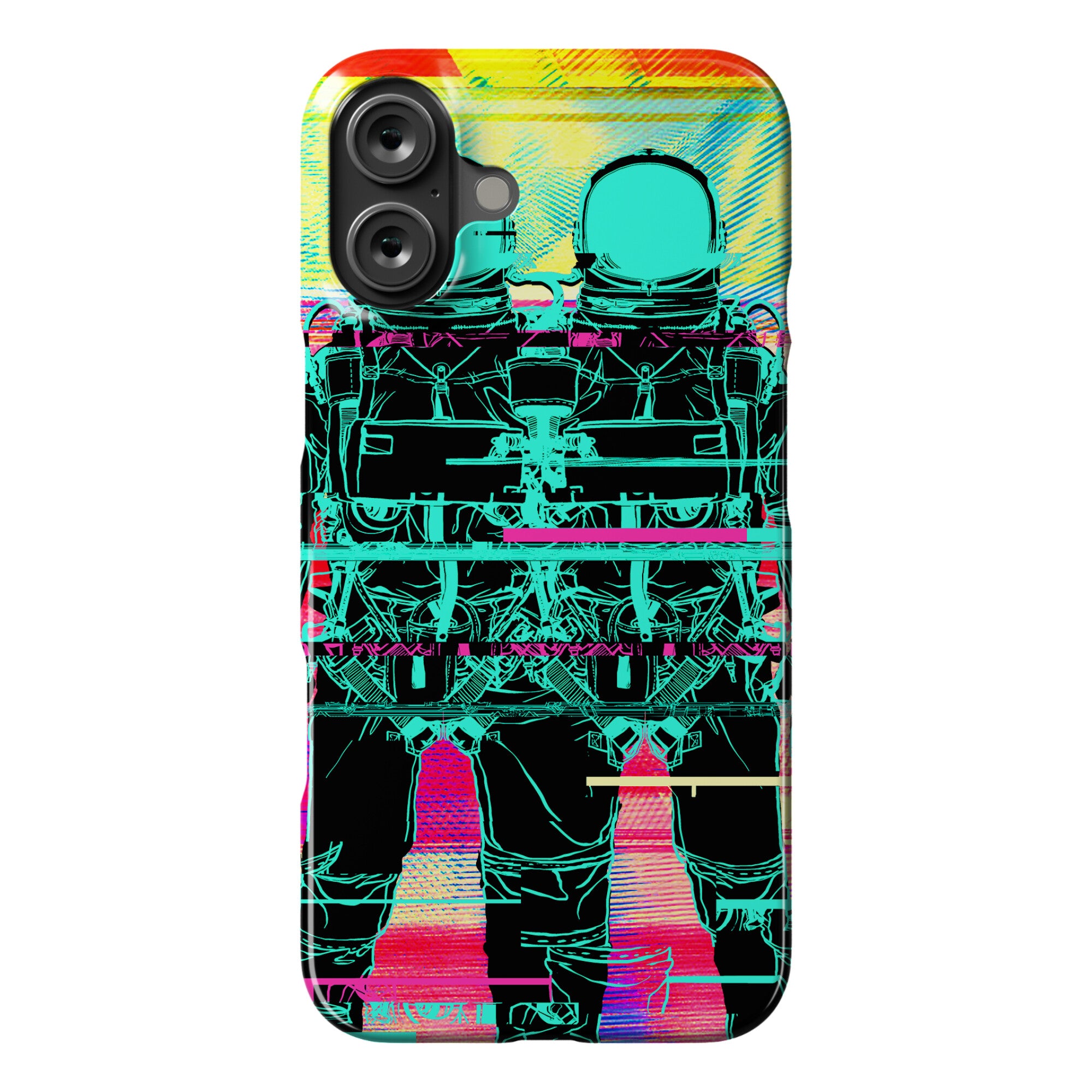 Twin Astronaut Glitch Phone Case