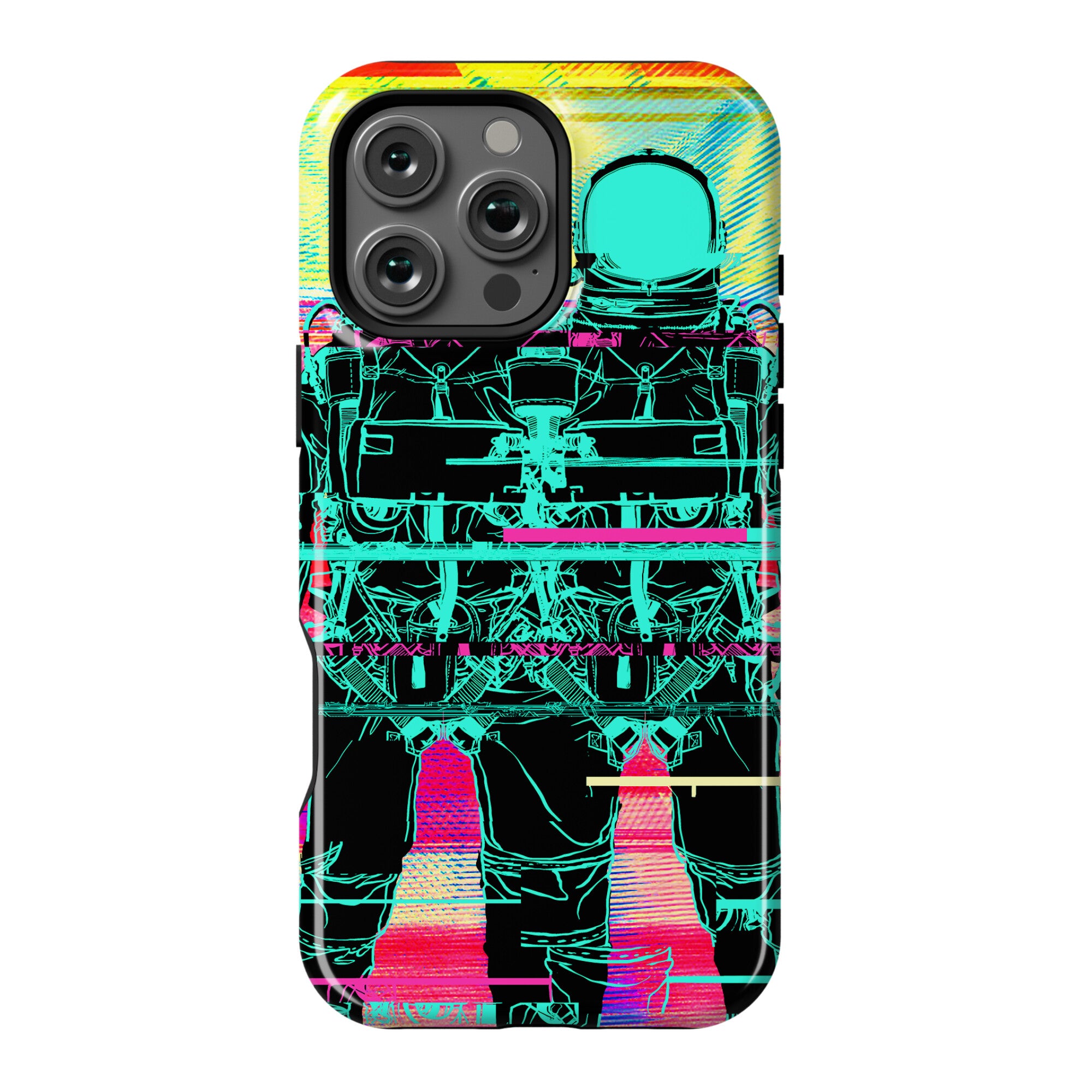 Twin Astronaut Glitch Phone Case