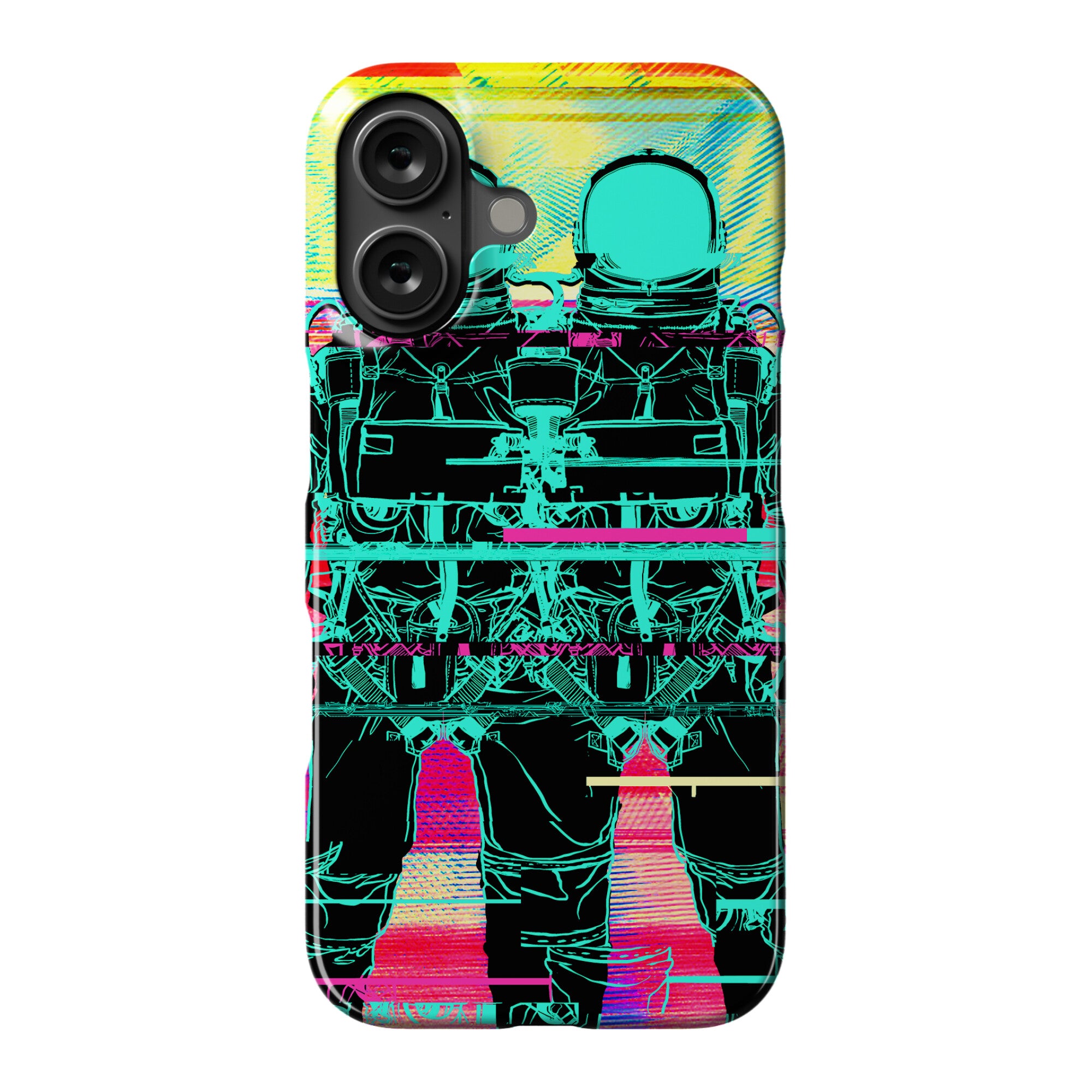 Twin Astronaut Glitch Phone Case