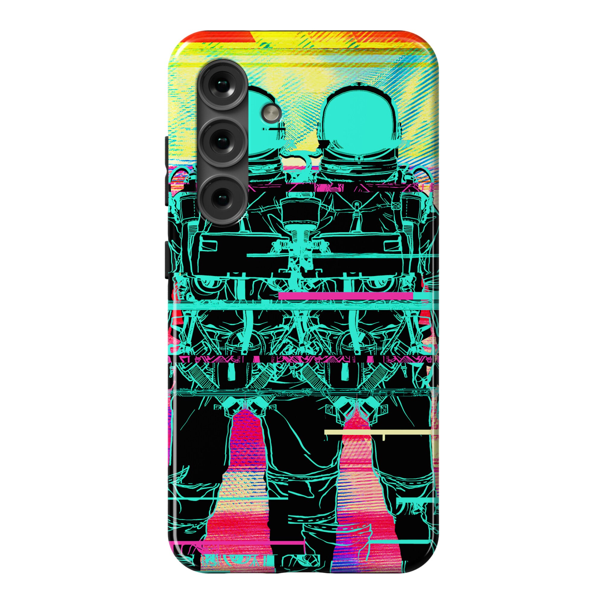 Twin Astronaut Glitch Phone Case