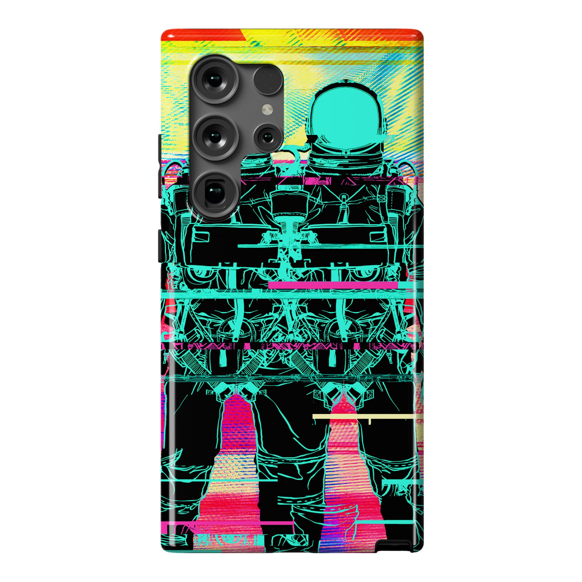 Twin Astronaut Glitch Phone Case