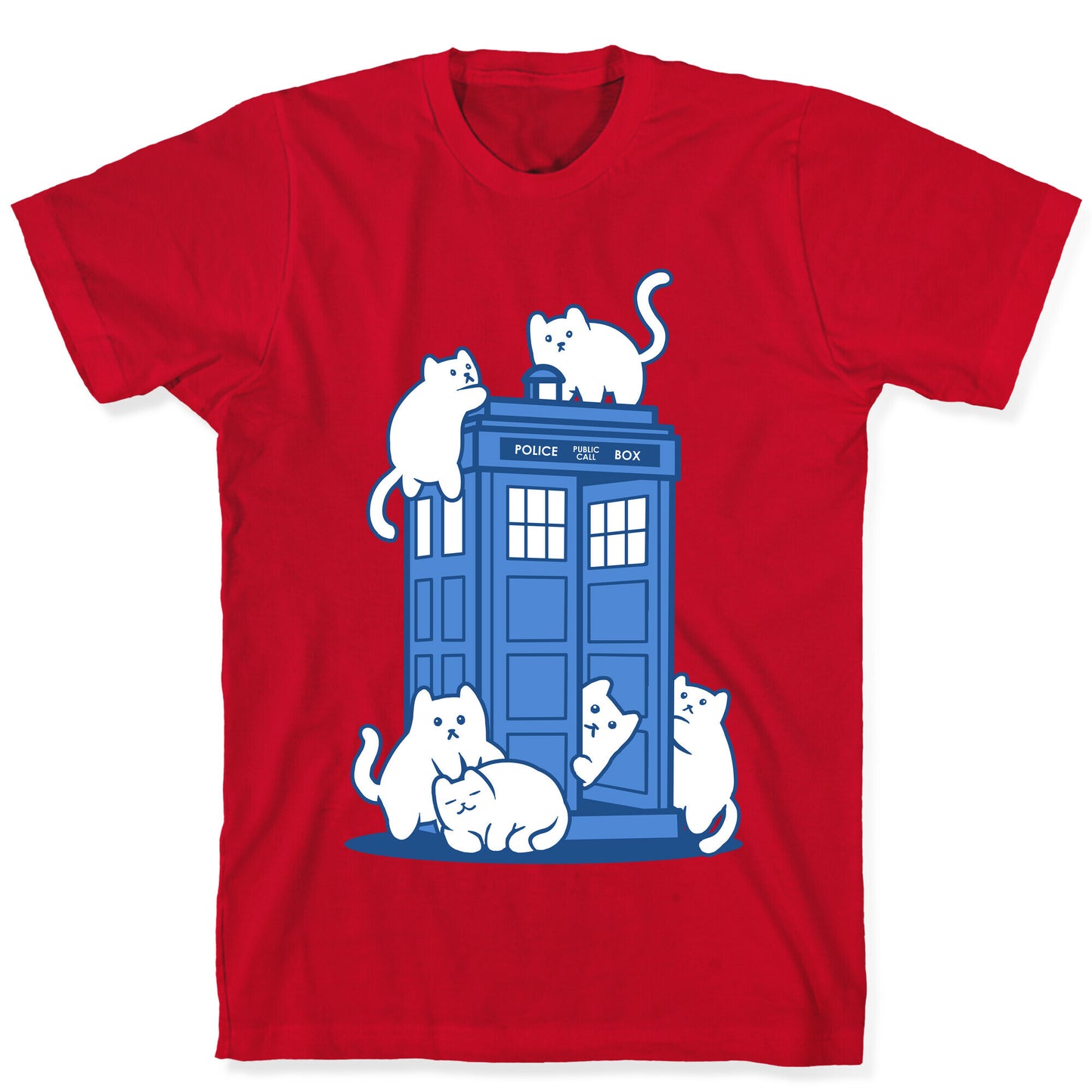 Catipose and the Tardis T-Shirt
