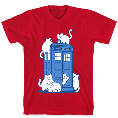 Catipose and the Tardis T-Shirt