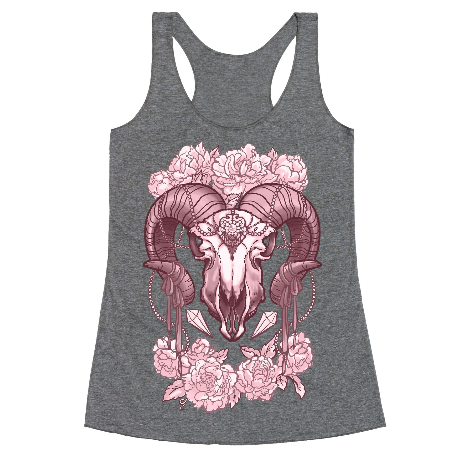 Flowery Ram Skull Racerback Tank