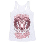 Flowery Ram Skull Racerback Tank