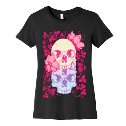 Skull of Vines and Flowers Women's Cotton Tee