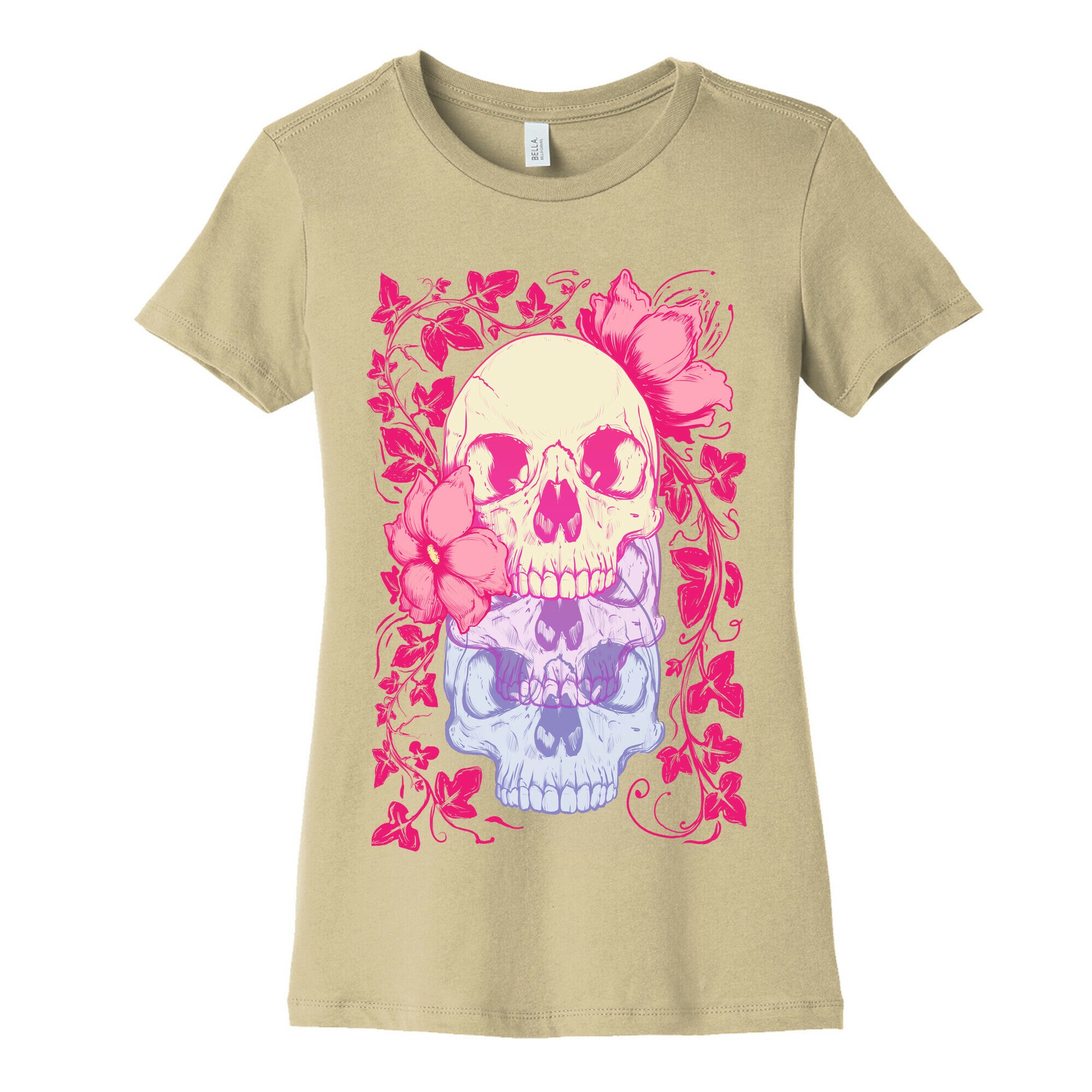 Skull of Vines and Flowers Women's Cotton Tee