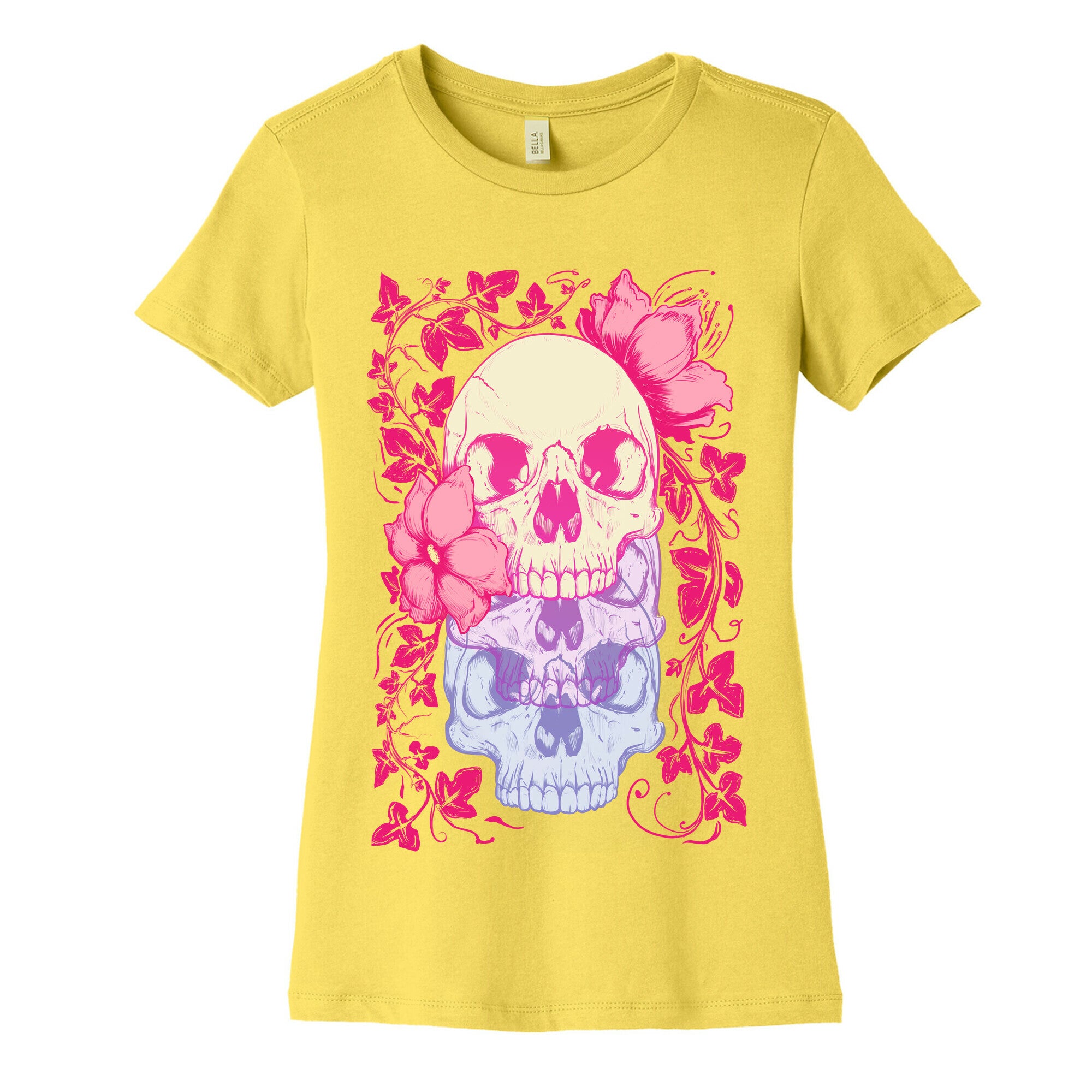 Skull of Vines and Flowers Women's Cotton Tee