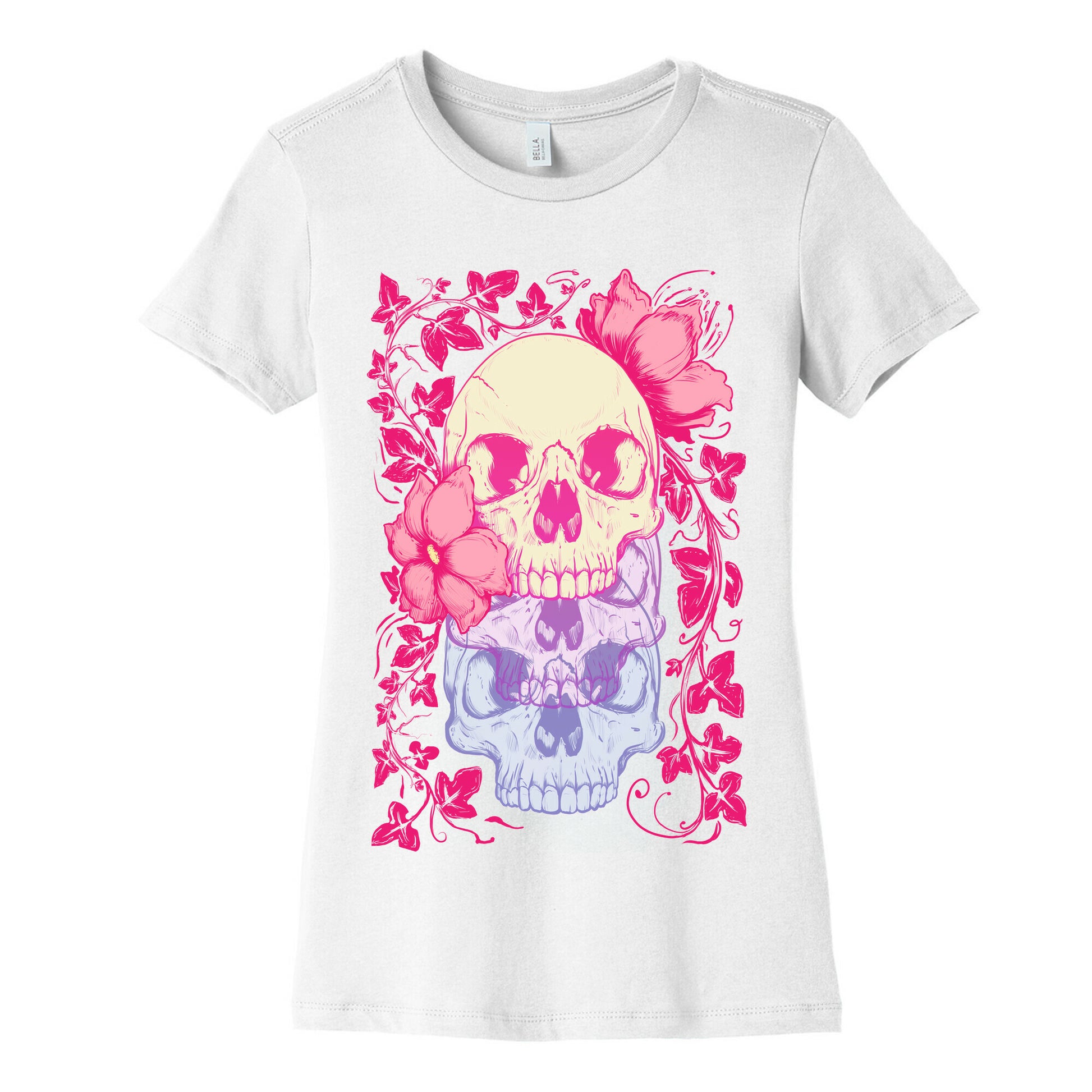 Skull of Vines and Flowers Women's Cotton Tee