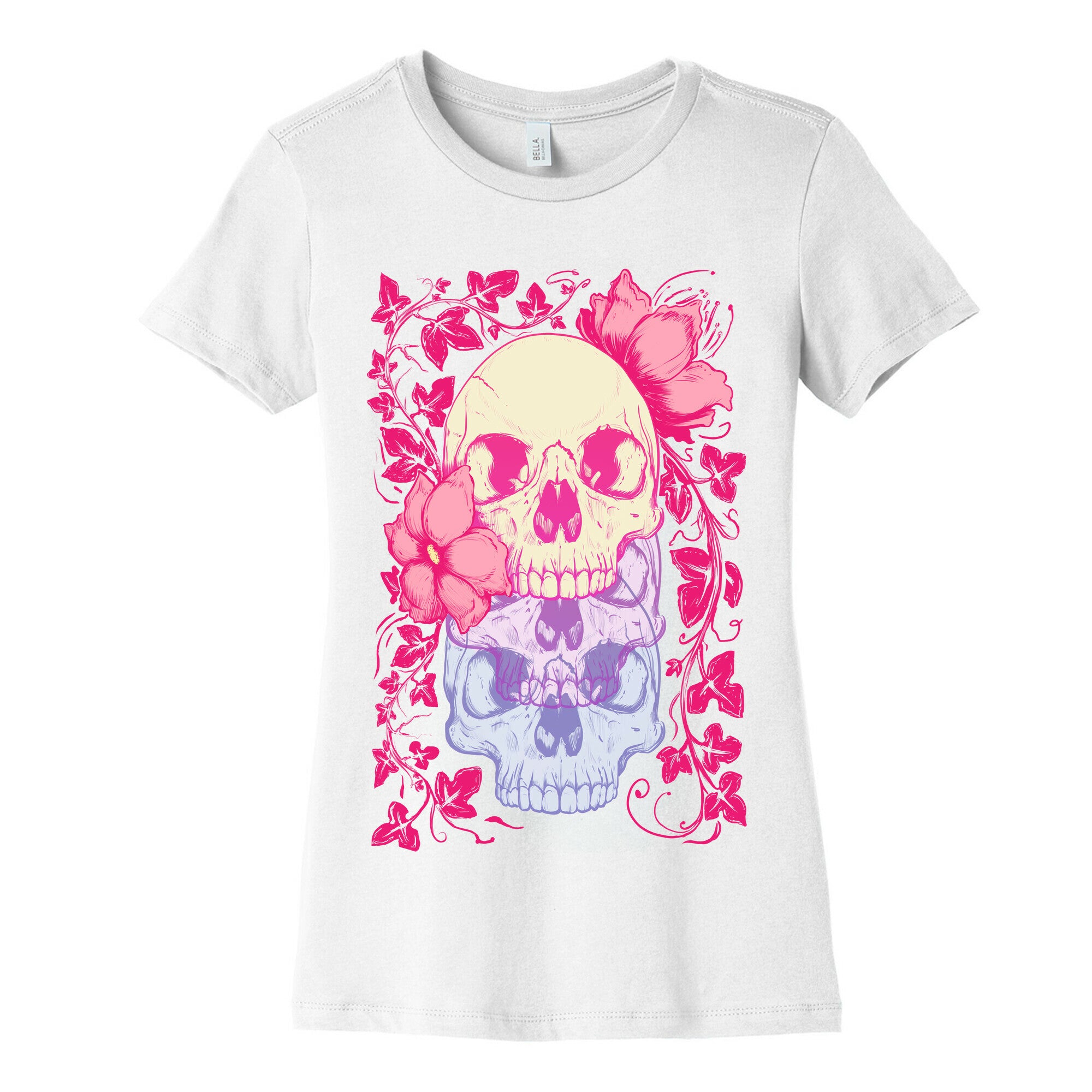 Skull of Vines and Flowers Women's Cotton Tee