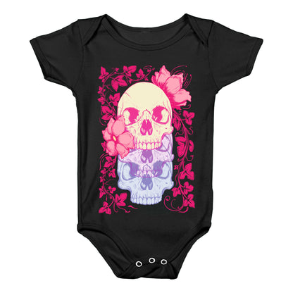 Skull of Vines and Flowers Baby One Piece