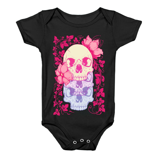 Skull of Vines and Flowers Baby One Piece