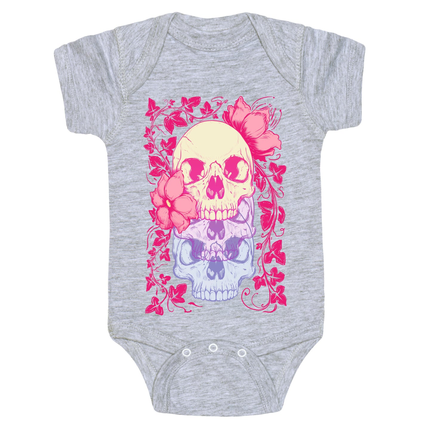 Skull of Vines and Flowers Baby One Piece