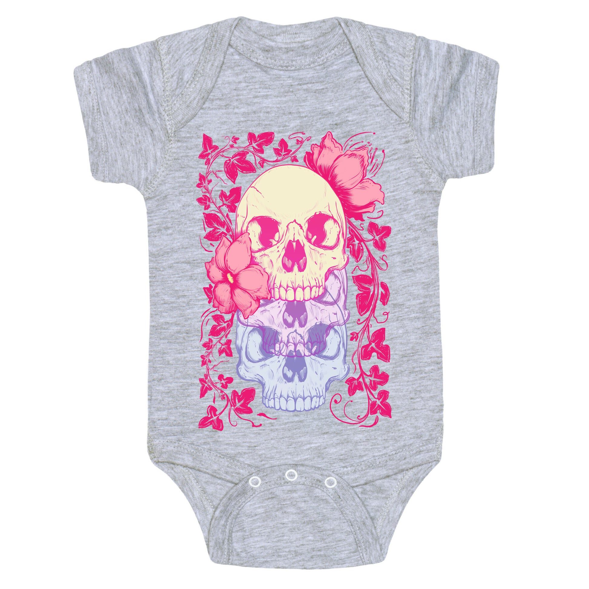 Skull of Vines and Flowers Baby One Piece