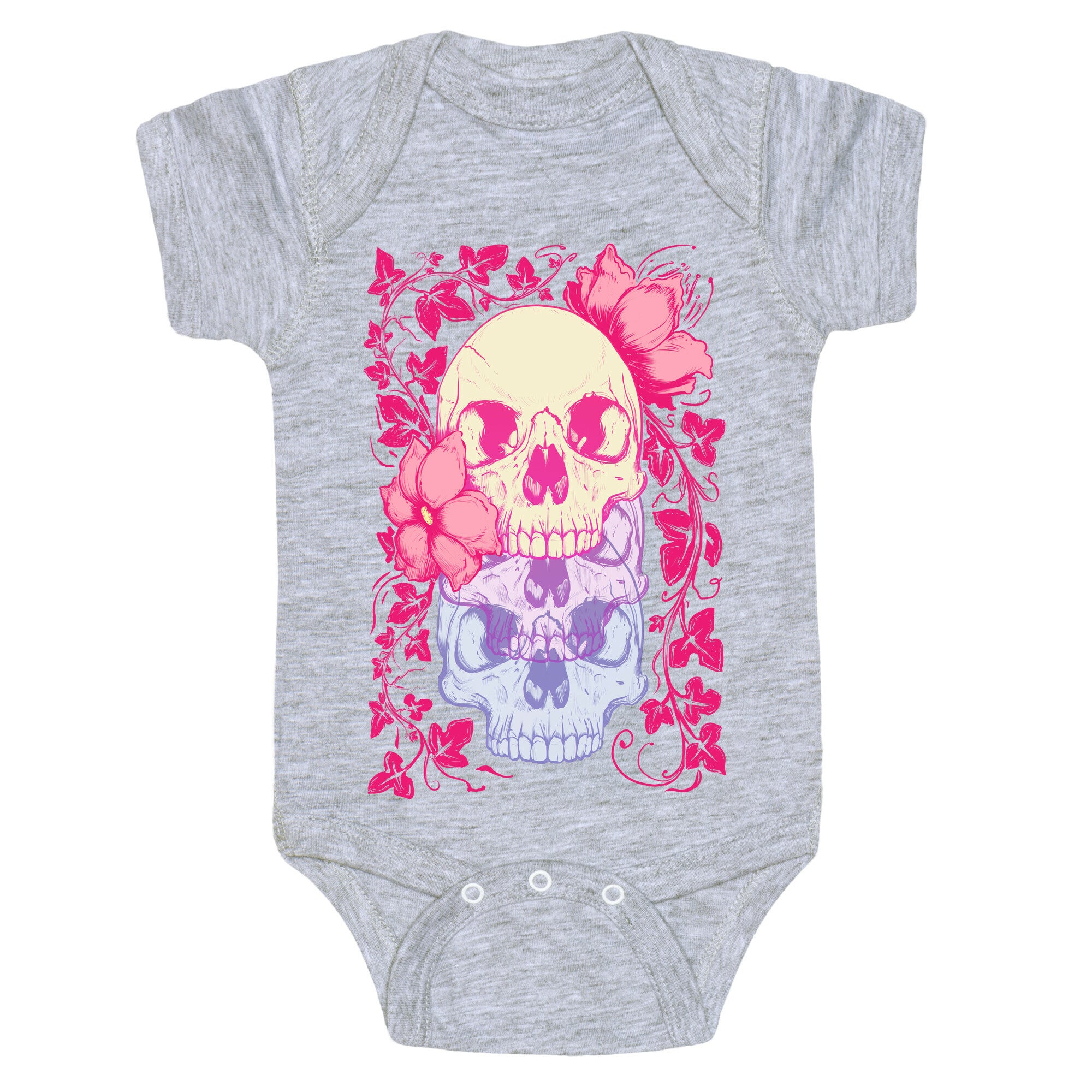 Skull of Vines and Flowers Baby One Piece